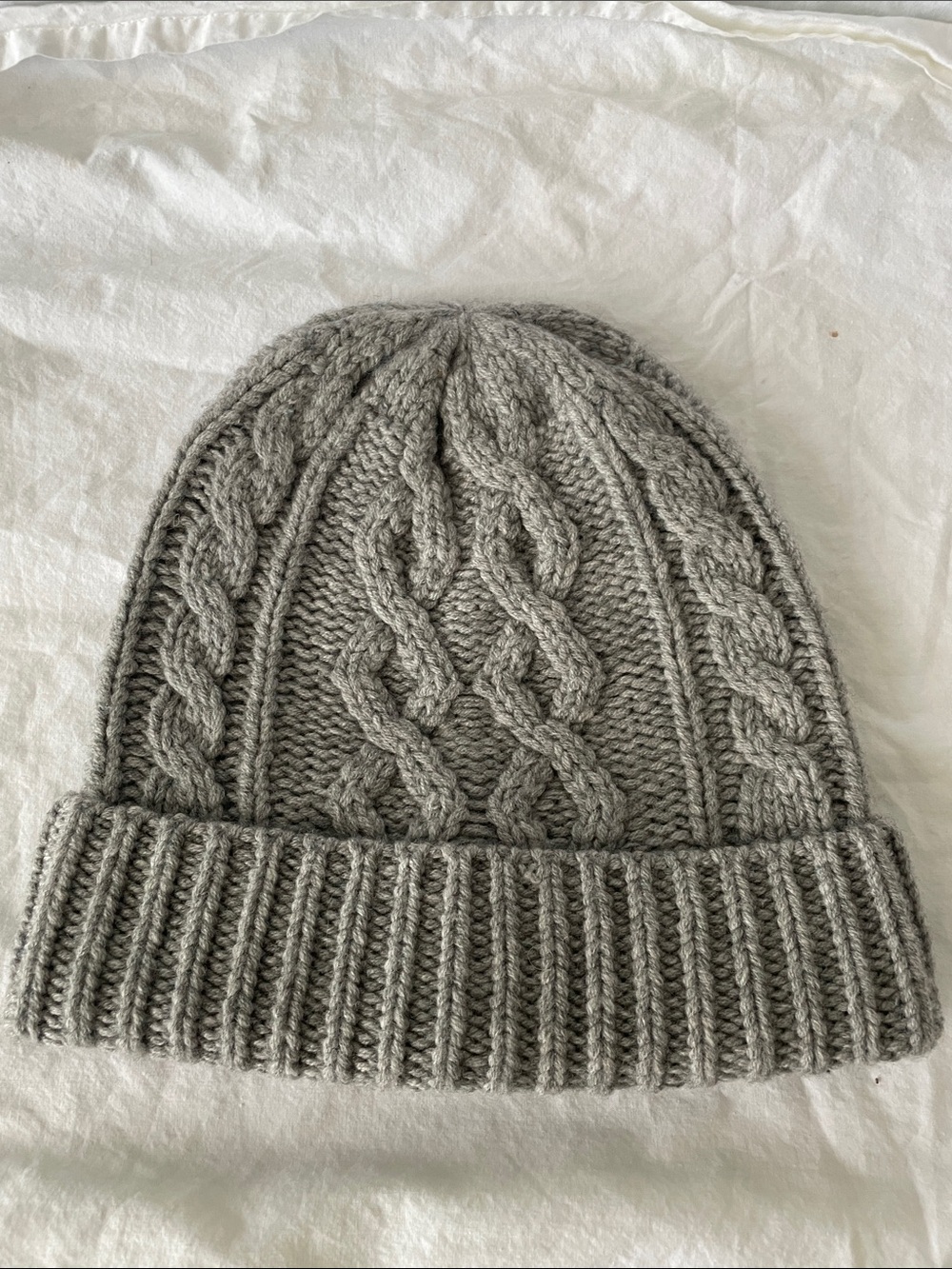 Saks Fifth Avenue Gray Cable-Knit Folded Cuff Beanie
